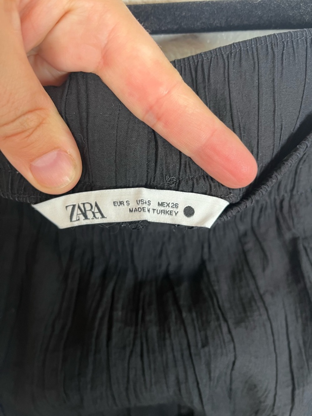 Zara Black Crinkled Elastic Waist Pull-On Pants Women’s SM - Picture 8 of 10